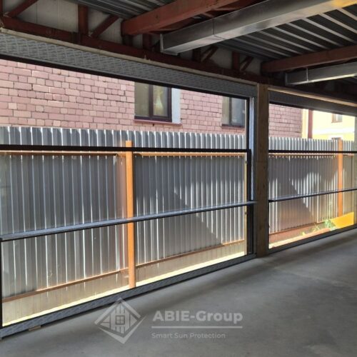 Алюминиевые гильотинные остекления для отапливаемого помещения. С электроприводом Simu (Франция). Монтаж в г.Архангельск.
